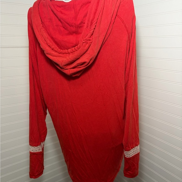 Bright Coral Hoodie with Pink Accents - Picture 4 of 7